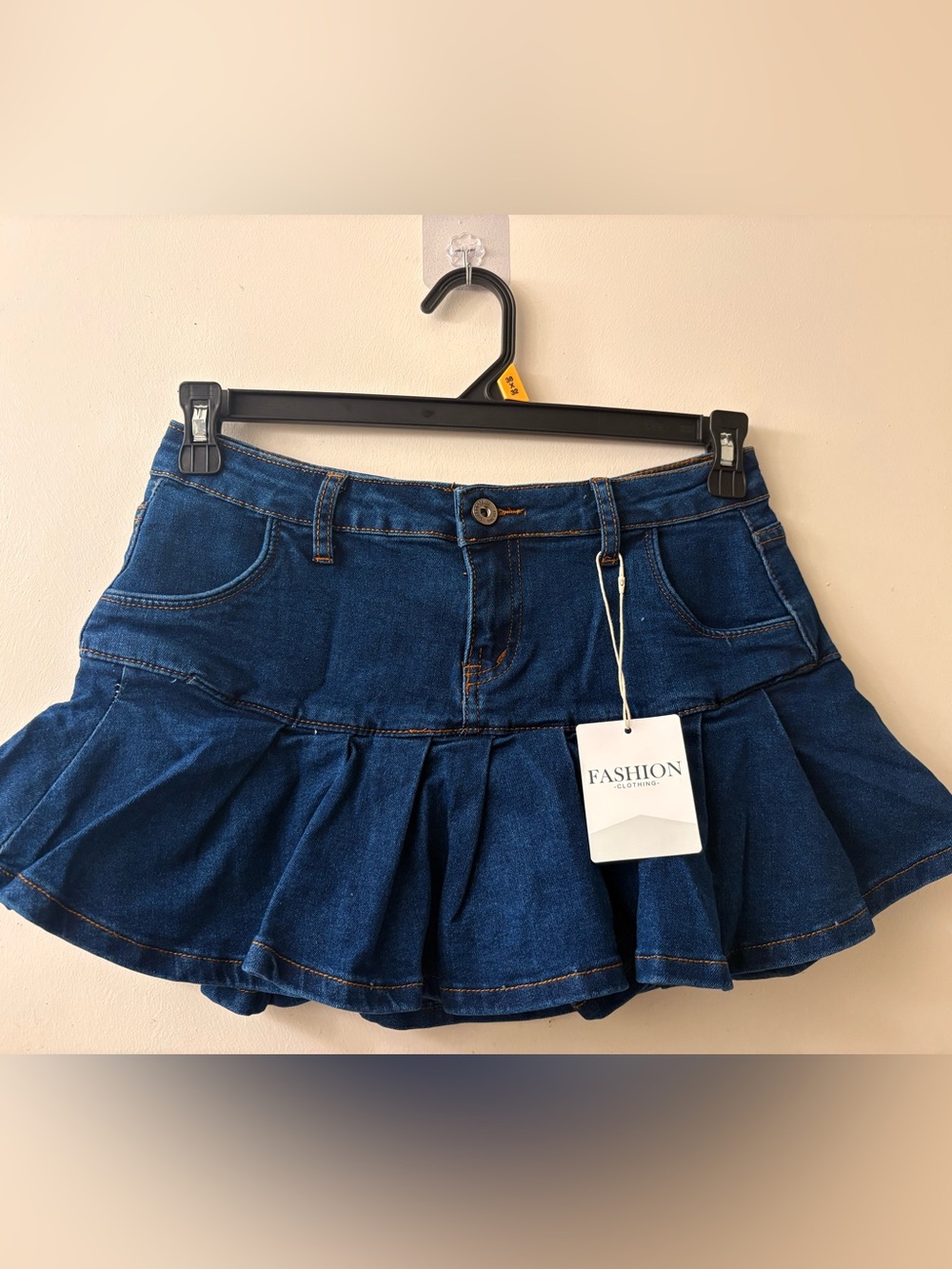 Denim Ruffle Mini Skirt - Dark Blue